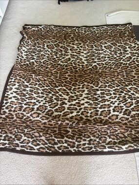 Leopard Print throw in Brown and Cream